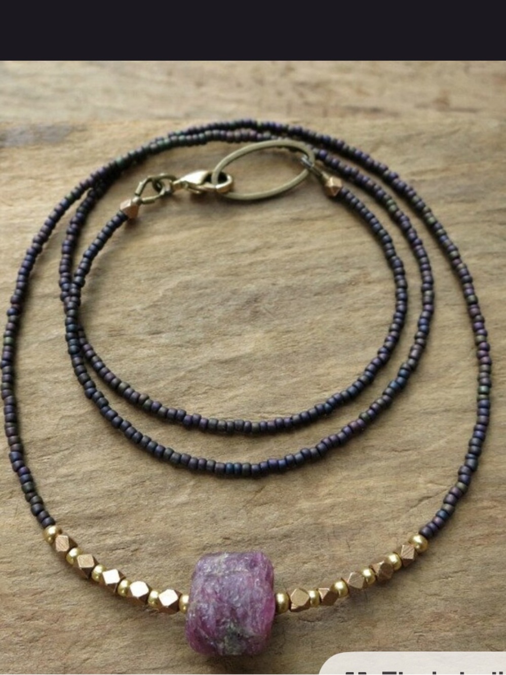 Raw ruby handmade necklace 20”